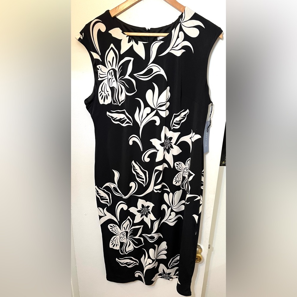London Times Floral Dress Blk/Wht size 16